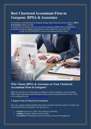 Best Chartered Accountant Firm in Gurgaon