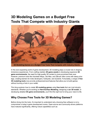 3D Modeling Games on a Budget Free Tools That Compete with Industry Giants