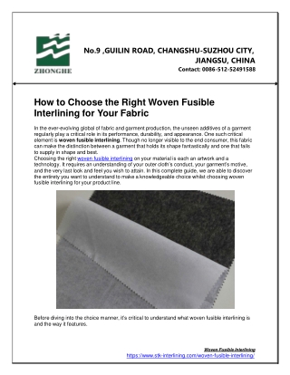How to Choose the Right Woven Fusible Interlining