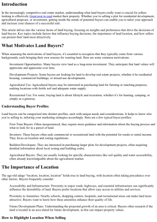 Land Buyer Insights: What They Really Want