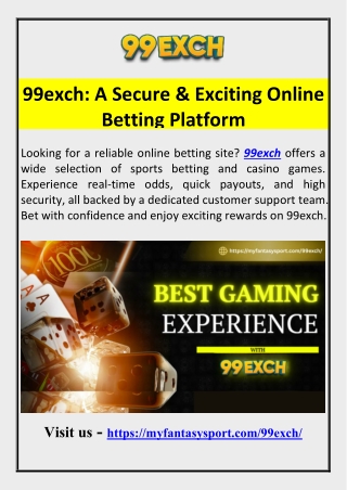 99exch A Secure & Exciting Online Betting Platform