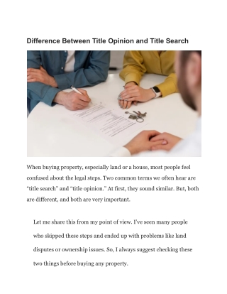 Difference Between Title Opinion and Title Search