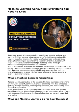 Machine Learning Consulting: Everything You Need to Know