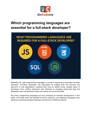 Which programming languages are essential for a full-stack developer