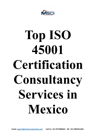 Top ISO 45001 Certification Consultancy Services in Mexico