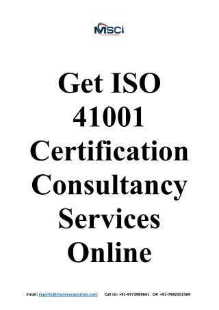 Get ISO 41001 Certification Consultancy Services Online