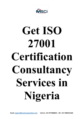 Get ISO 27001 Certification Consultancy Services in Nigeria