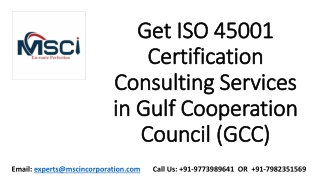 Get ISO 45001 Certification Consulting Services in Gulf