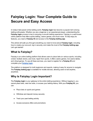 Fairplay Login_ Your Complete Guide to Secure and Easy Access
