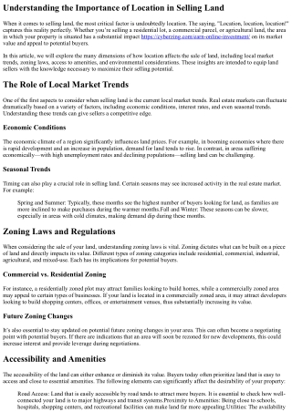 The Impact of Location on Selling Land: Insights for Sellers