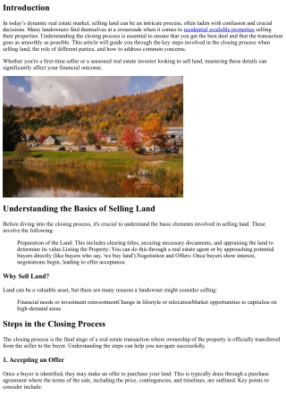 Navigating the Closing Process When Selling Land