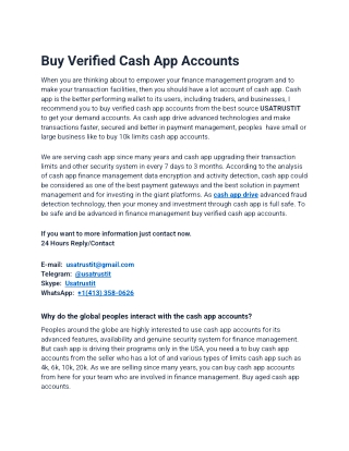 12 Best Site To Buy Verified Cash App Accounts