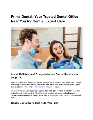 Prime Dental_ Your Trusted Dental Office Near You for Gentle, Expert Care