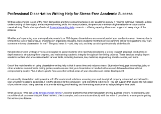 Professional Dissertation Writing Help for Stress-Free Academic Success