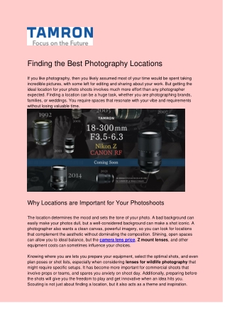 Finding the Best Photography Locations