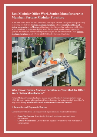 Modular Office Work Station Manufacturer in Mumbai