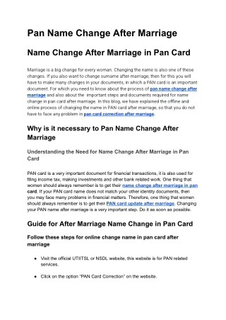 Pan Name Change After Marriage