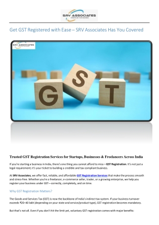 Get GST Registered with Ease – SRV Associates Has You Covered