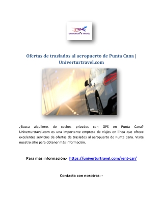 Ofertas de traslados al aeropuerto de Punta Cana | Univerturtravel.com