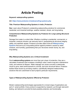 Premium Waterproofing Systems in India _ Protexion