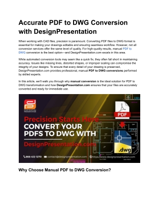 The Best Solution for Accurate PDF to DWG Conversion_ Trust DesignPresentation