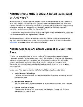 Online MBA NMIMS