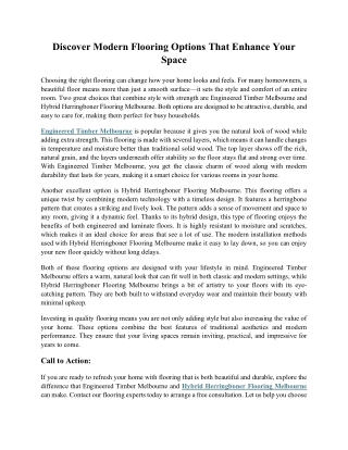 Discover Modern Flooring Options That Enhance Your Space