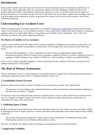 The Impact of Witness Testimonies on Car Accident Lawsuits
