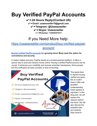 Buy Verified PayPal Accounts