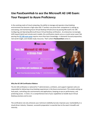 Crack the Microsoft AZ-140 Exam with Ease Using PassExamHub’s Trusted Resources