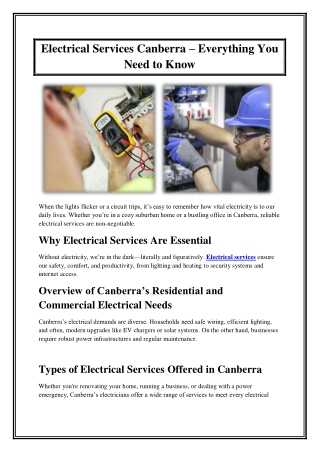 Electrical Services Canberra – Everything You Need to Know