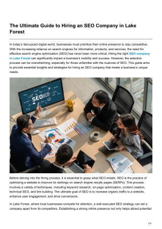 The Ultimate Guide to Hiring an SEO Company in Lake Forest