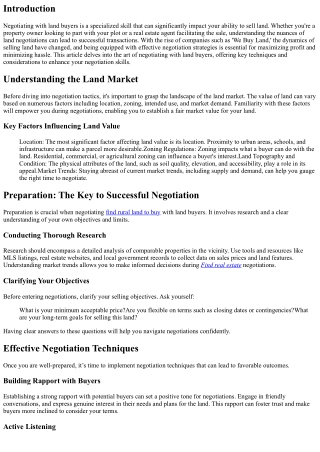 The Art of Negotiating with Land Buyers
