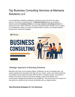 Top Business Consulting Services at Markazia Solutions