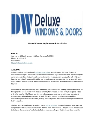 House Window Replacement & Installation