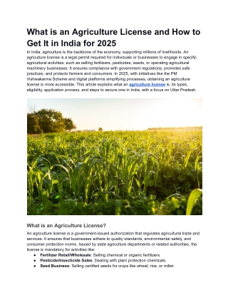 What is an Agriculture License and How to Get It in India for 2025