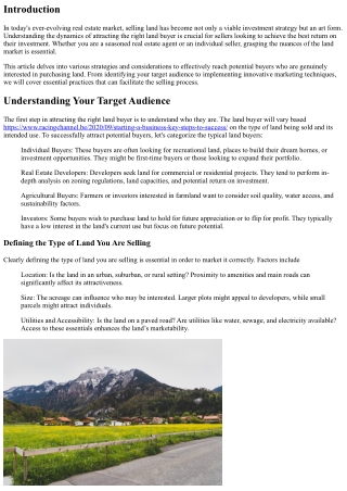 The Art of Attracting the Right Land Buyer