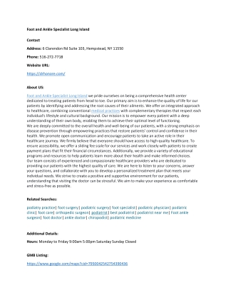 Foot and Ankle Specialist Long Island