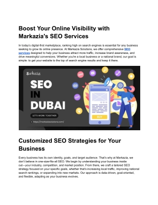 Boost Your Online Visibility with Markazia's SEO Services
