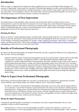 Sell Land Faster with Professional Photography