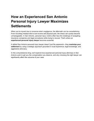 How an Experienced San Antonio Personal Injury Lawyer Maximizes Settlements