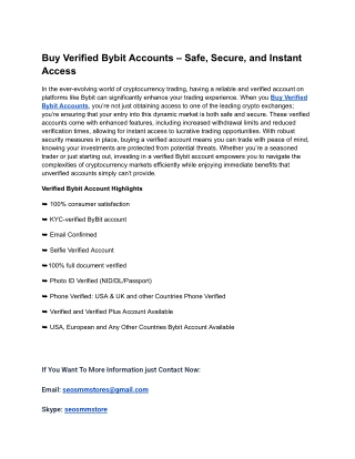 22.9 Tips For Buy Verified Bybit Accounts Success