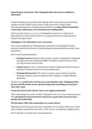 Supercharged connectivity Why Tukkuguda offers the best accessibility in Hyderabad