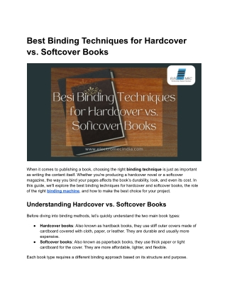 Best Binding Techniques for Hardcover vs
