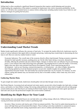 Analyzing Market Trends Before Selling Land