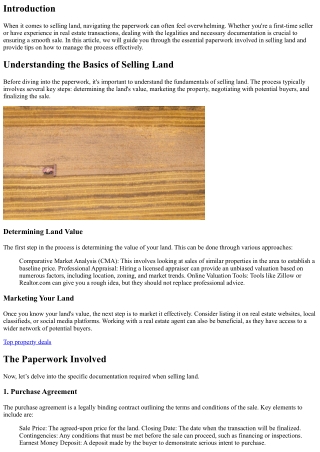 Navigating the Paperwork When Selling Land