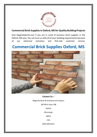 Commercial Brick Supplies in Oxford, MS for Quality Building Projects
