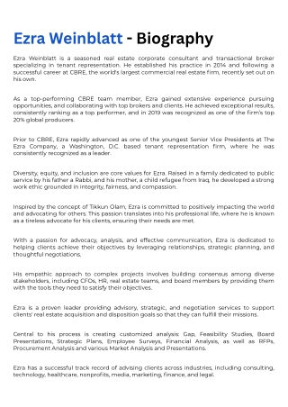 Ezra Weinblatt - Biography