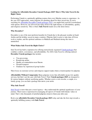 Looking for Affordable December Umrah Packages 2025