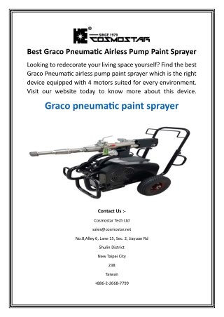 Best Graco Pneumatic Airless Pump Paint Sprayer
